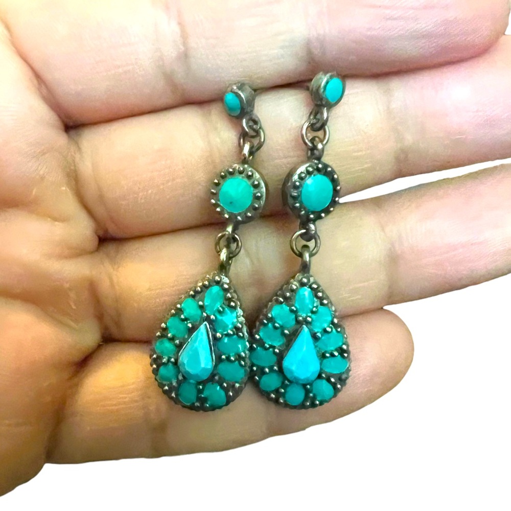 Vintage Laila Rowe Aquamarine Accent Dangle Drop Pierced Earrings